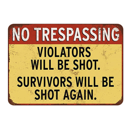 No trespassing metal wall signs - Retro Shop NL