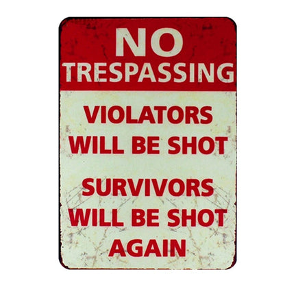 No trespassing metal wall signs - Retro Shop NL