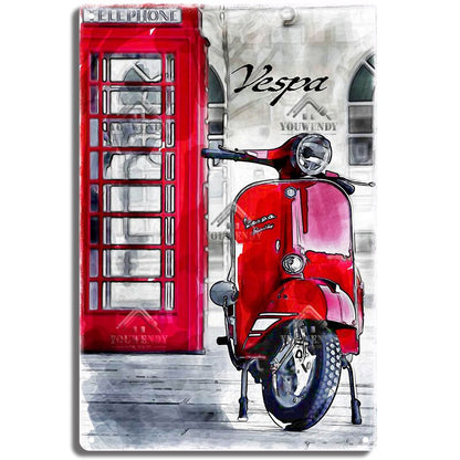 Vespa classic style wall plate - Retro Shop NL