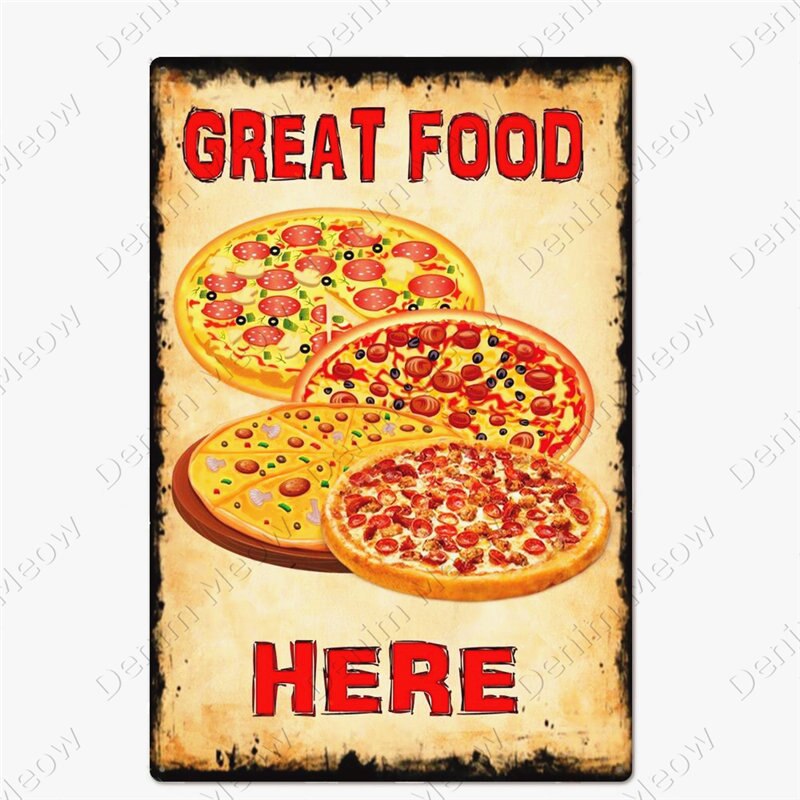 Pizza Zone retro style metal wall plate - Retro Shop NL