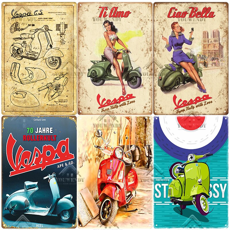 Vespa classic style wall plate - Retro Shop NL