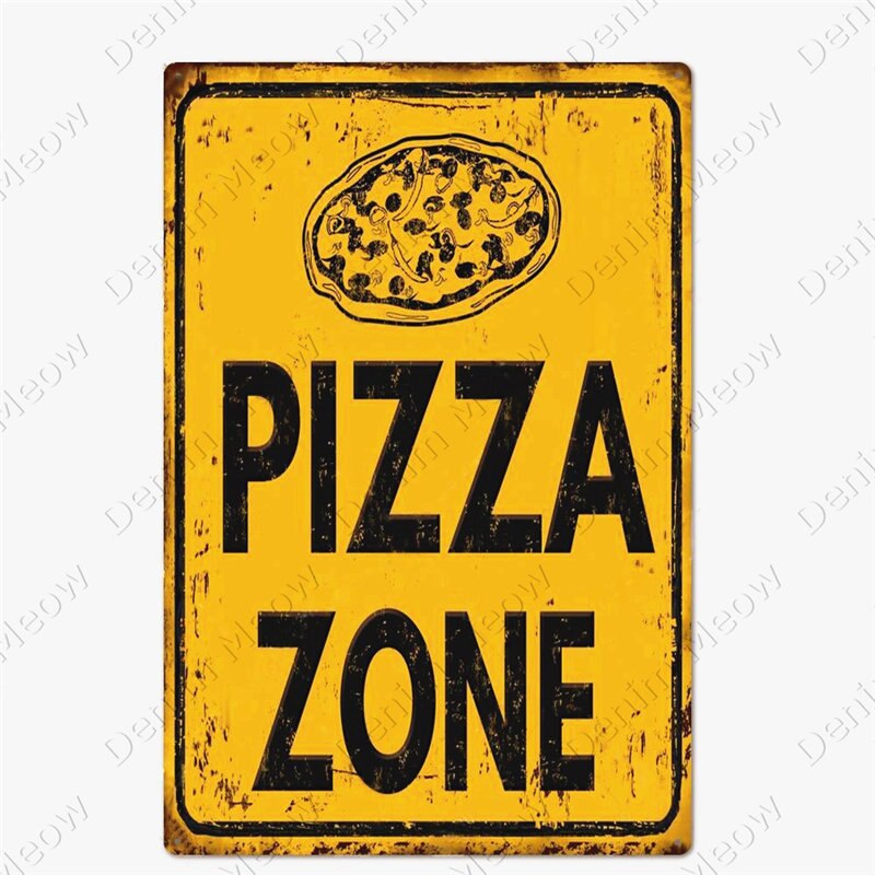 Pizza Zone retro style metal wall plate - Retro Shop NL