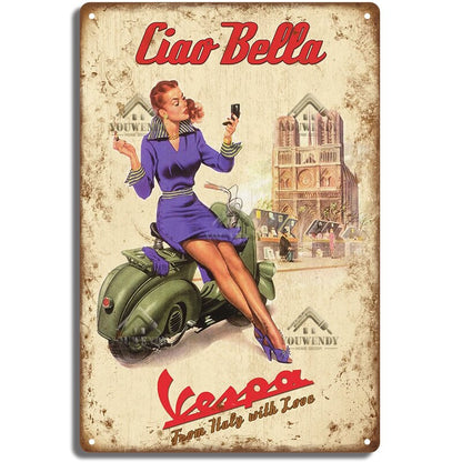 Vespa classic style wall plate - Retro Shop NL