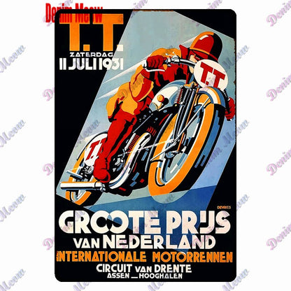 TT Isle of Man retro style metal wall plates - Retro Shop NL