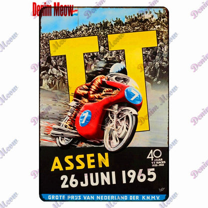 TT Isle of Man retro style metal wall plates - Retro Shop NL