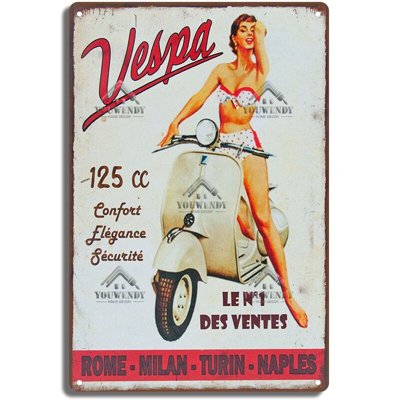 Vespa classic style wall plate - Retro Shop NL