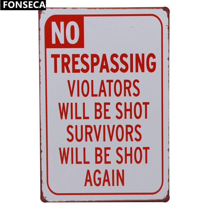 No trespassing metal wall signs - Retro Shop NL