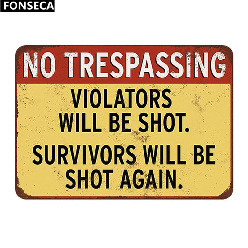 No trespassing metal wall signs - Retro Shop NL