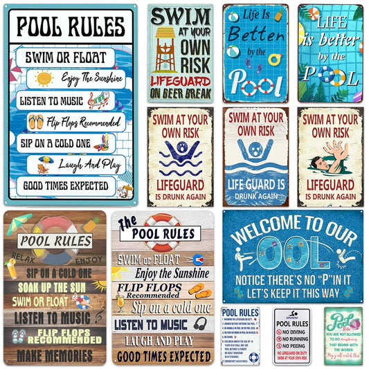 Beach and Swimmingpool rules wall signs - Retro Shop NL