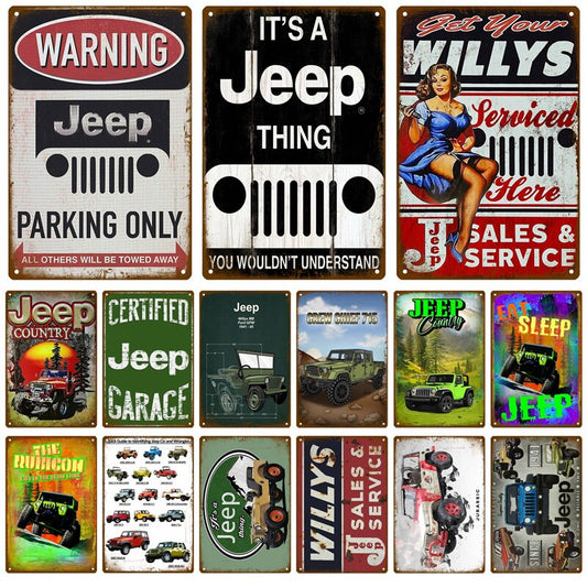 Jeep Service Car Retro style metal wall plate - Retro Shop NL