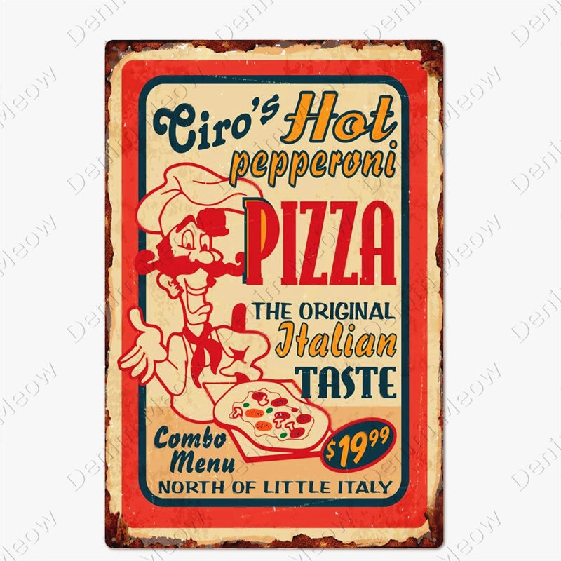 Pizza Zone retro style metal wall plate - Retro Shop NL