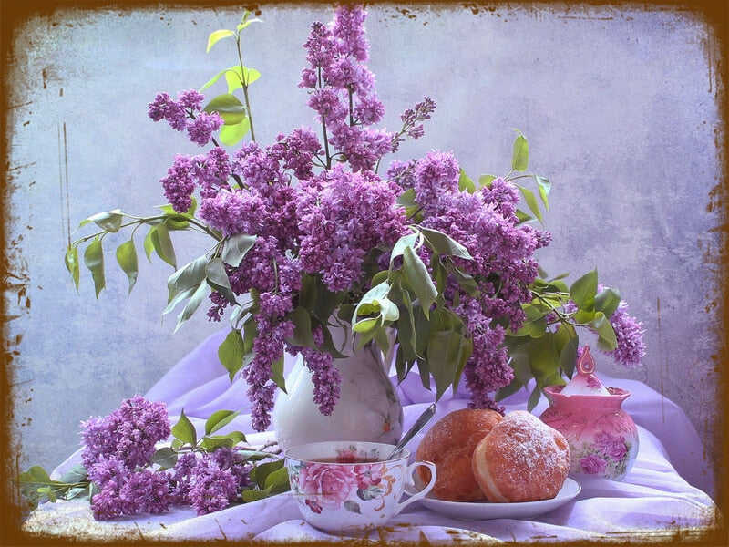 Lilac Flowers Retro style wall signs - Retro Shop NL