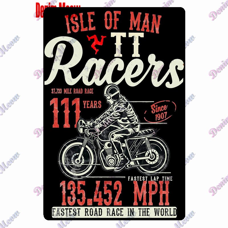 TT Isle of Man retro style metal wall plates - Retro Shop NL