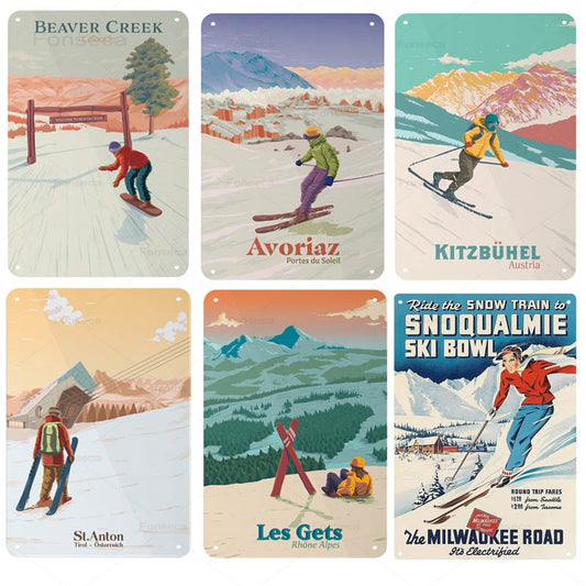 Ski sports tracks and areas wall signs - Retro Shop NL