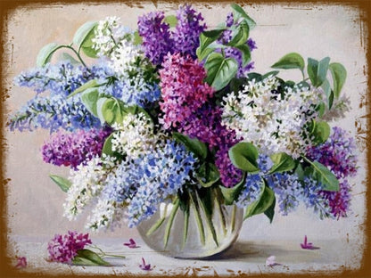 Lilac Flowers Retro style wall signs - Retro Shop NL