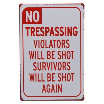 No trespassing metal wall signs - Retro Shop NL