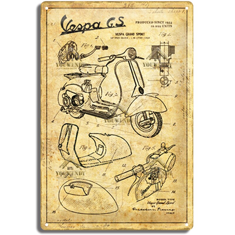 Vespa classic style wall plate - Retro Shop NL