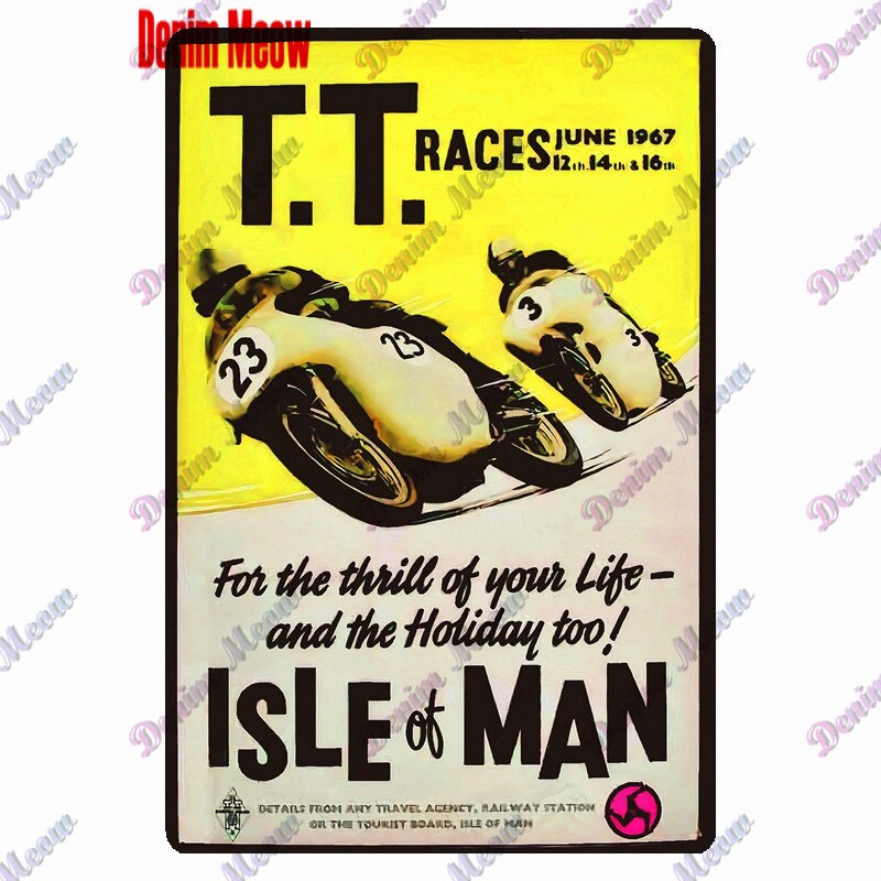 TT Isle of Man retro style metal wall plates - Retro Shop NL