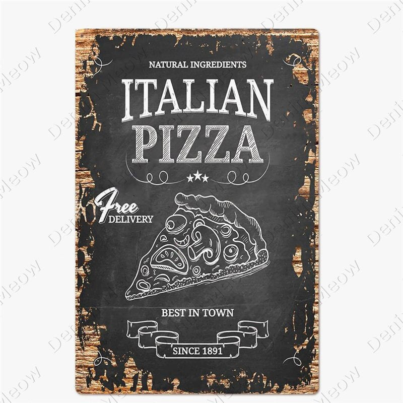 Pizza Zone retro style metal wall plate - Retro Shop NL