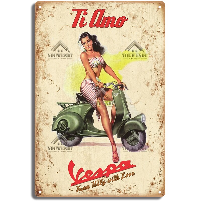 Vespa classic style wall plate - Retro Shop NL