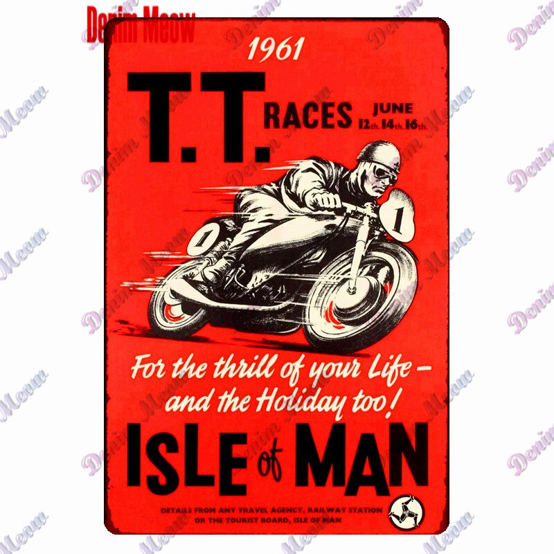 TT Isle of Man retro style metal wall plates - Retro Shop NL