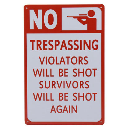 No trespassing metal wall signs - Retro Shop NL