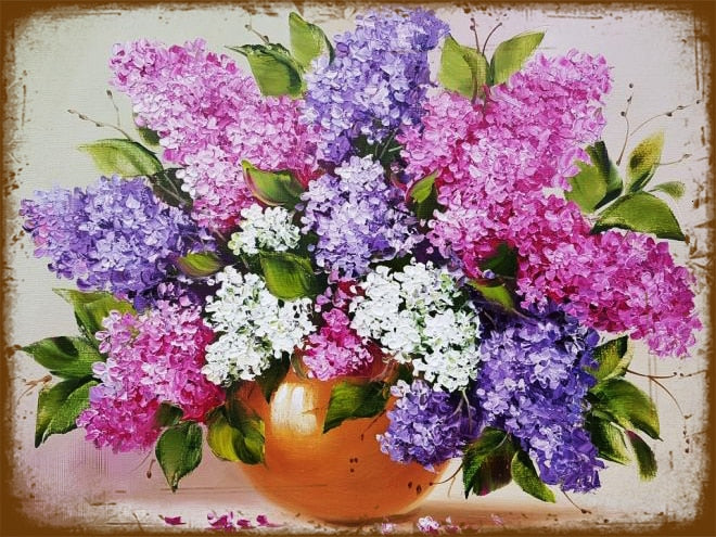 Lilac Flowers Retro style wall signs - Retro Shop NL