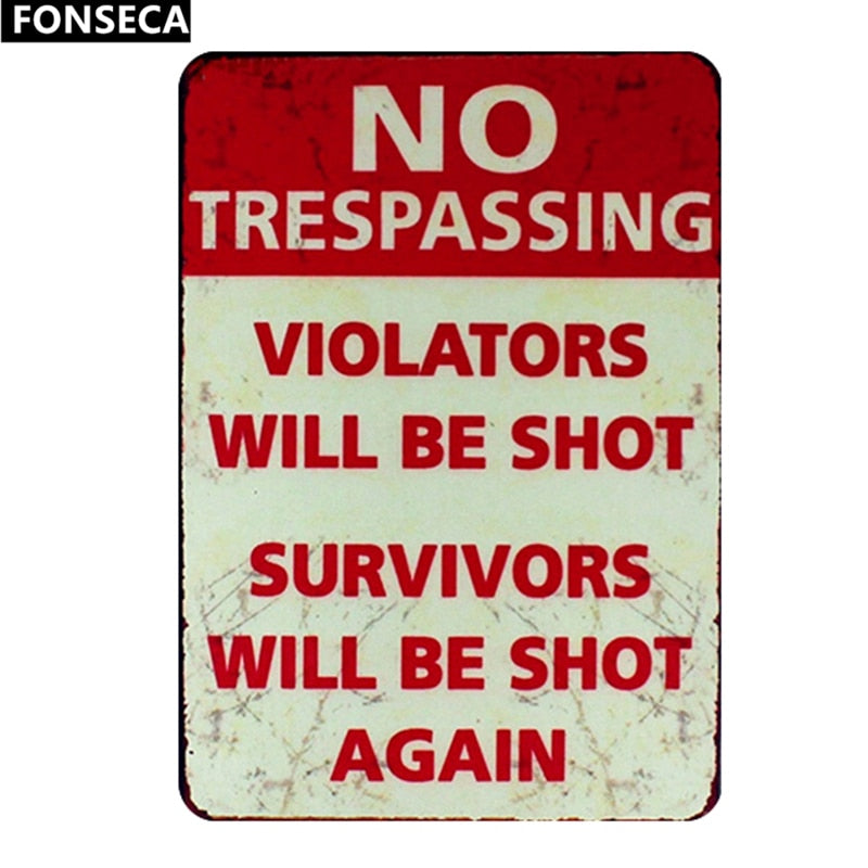 No trespassing metal wall signs - Retro Shop NL