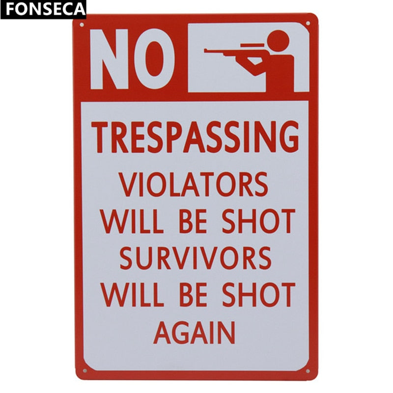 No trespassing metal wall signs - Retro Shop NL