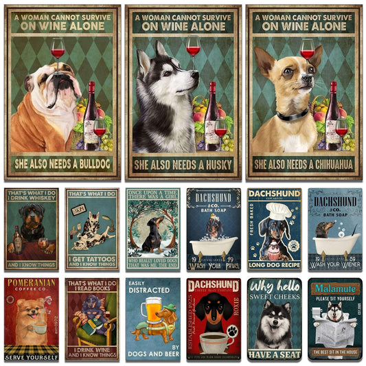 Nice funny Dogs Retro wall signs - Retro Shop NL