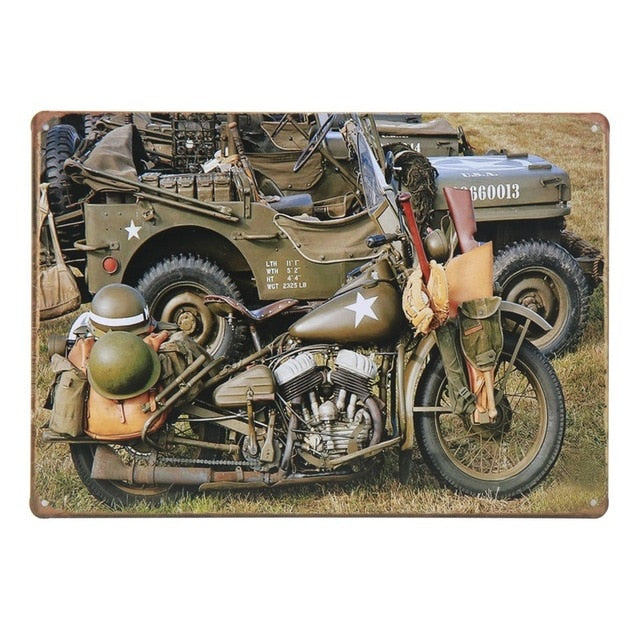 War vehicles retro style metal wall plate - Retro Shop NL