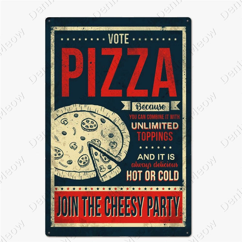 Pizza Zone retro style metal wall plate - Retro Shop NL