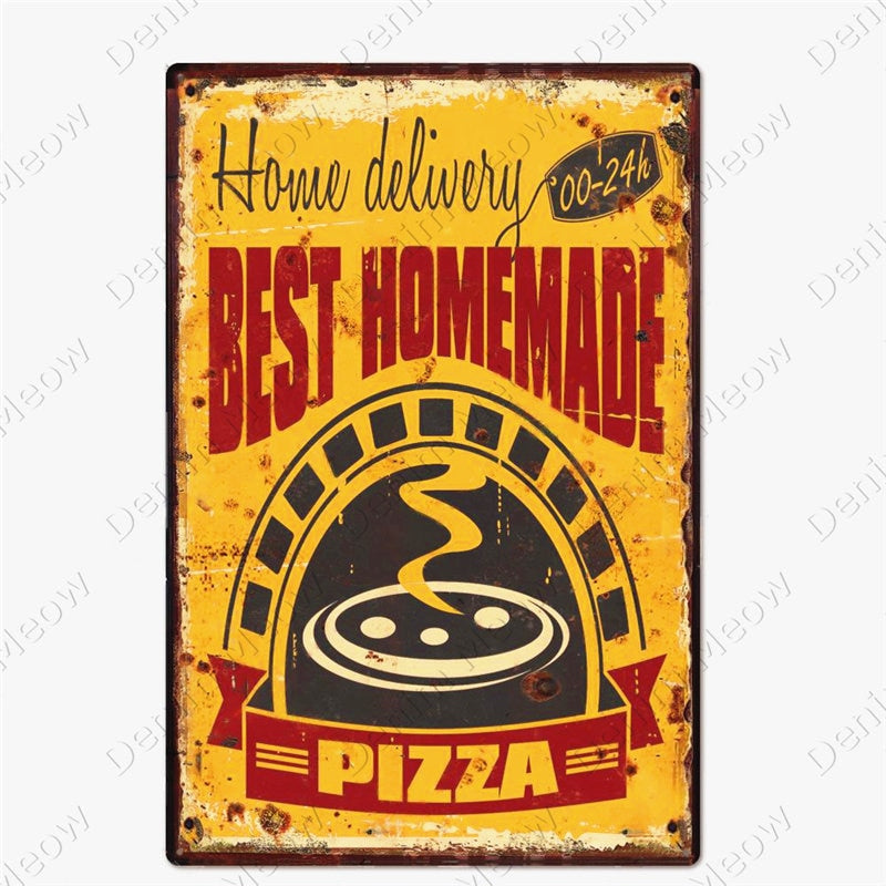 Pizza Zone retro style metal wall plate - Retro Shop NL