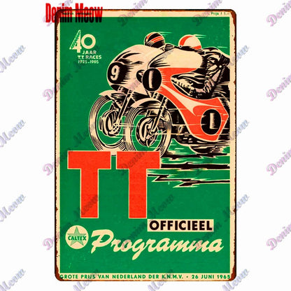 TT Isle of Man retro style metal wall plates - Retro Shop NL