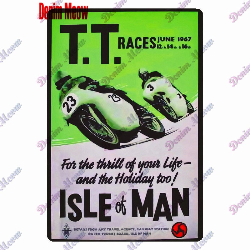 TT Isle of Man retro style metal wall plates - Retro Shop NL