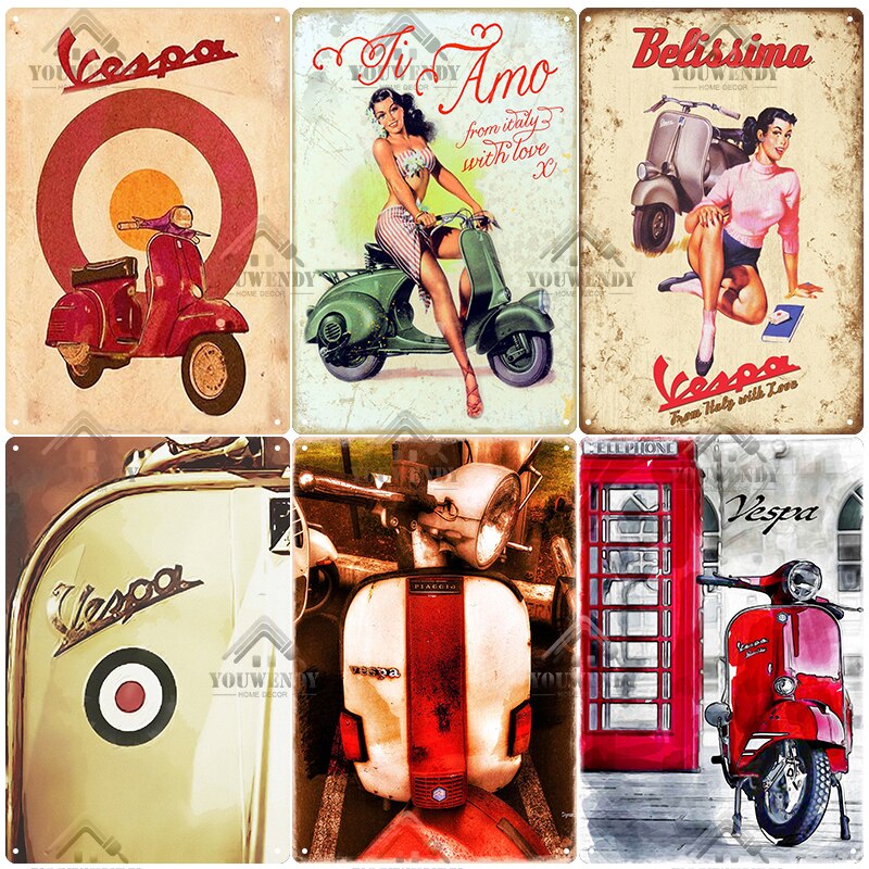 Vespa classic style wall plate - Retro Shop NL