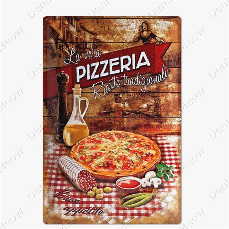 Pizza Zone retro style metal wall plate - Retro Shop NL