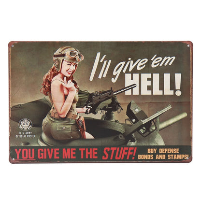 War vehicles retro style metal wall plate - Retro Shop NL