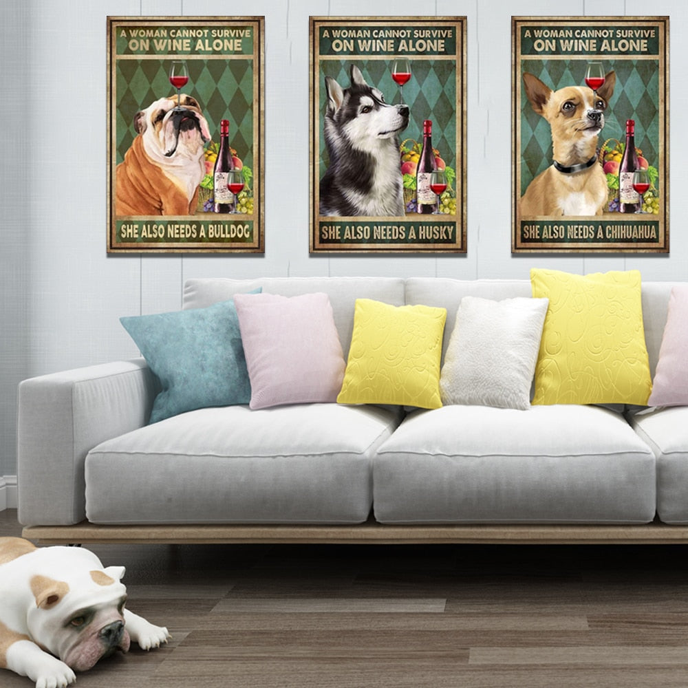 Nice funny Dogs Retro wall signs - Retro Shop NL