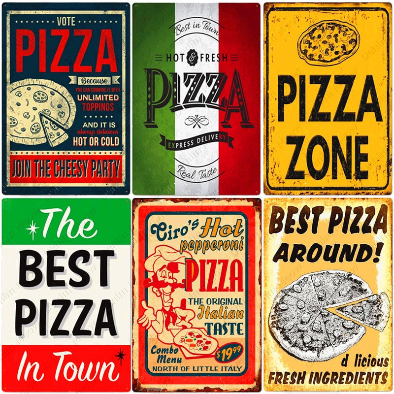 Pizza Zone retro style metal wall plate - Retro Shop NL