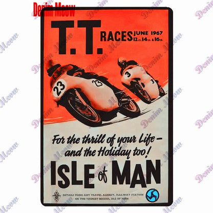 TT Isle of Man retro style metal wall plates - Retro Shop NL