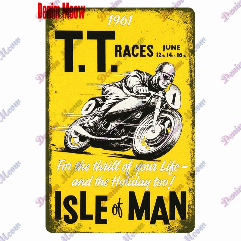 TT Isle of Man retro style metal wall plates - Retro Shop NL