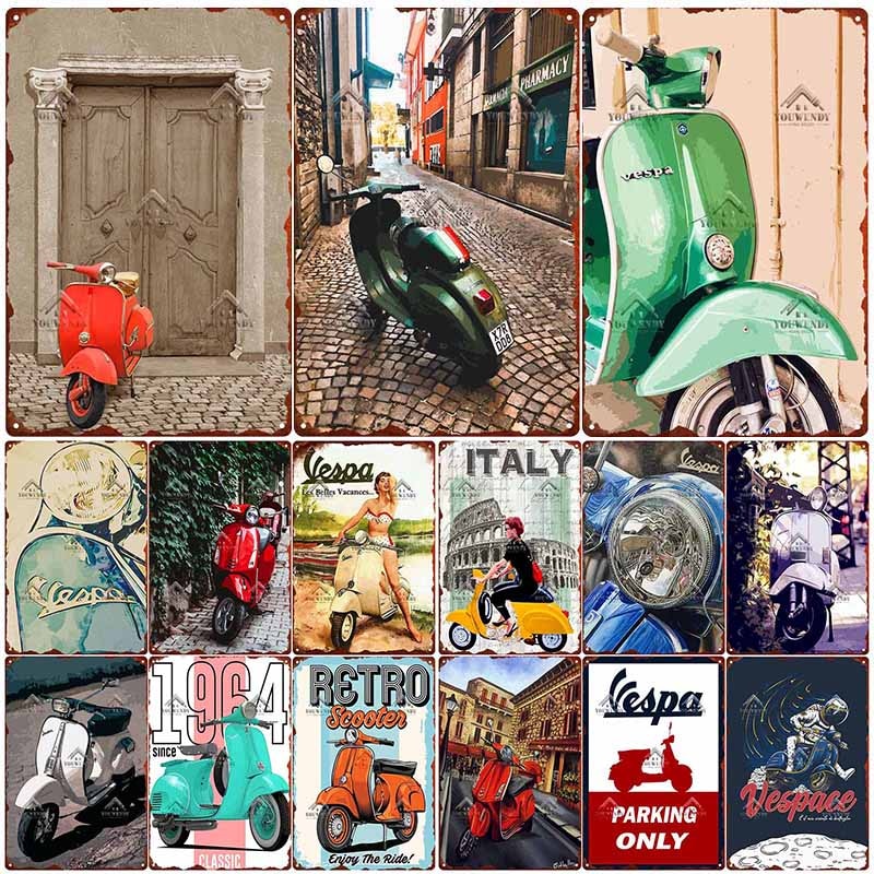 Vespa Scooter Retro wall signs - Retro Shop NL