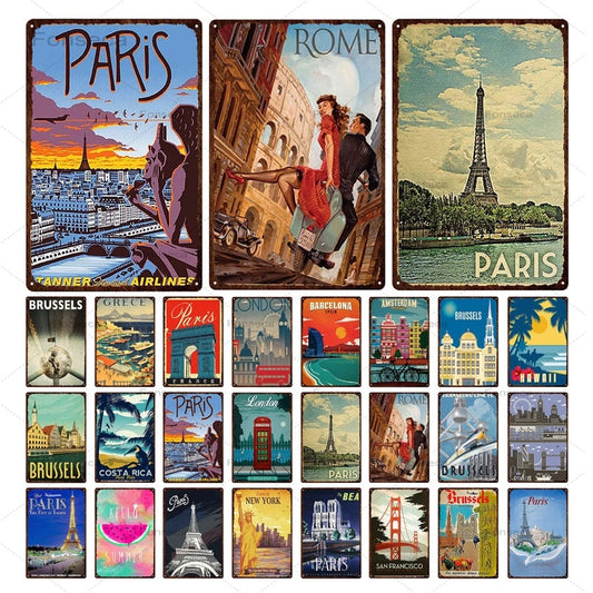 City and Countries retro style signs - Retro Shop NL