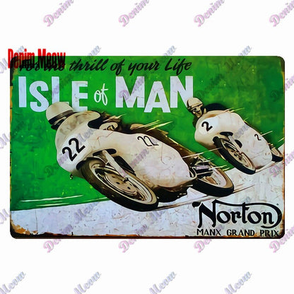 TT Isle of Man retro style metal wall plates - Retro Shop NL