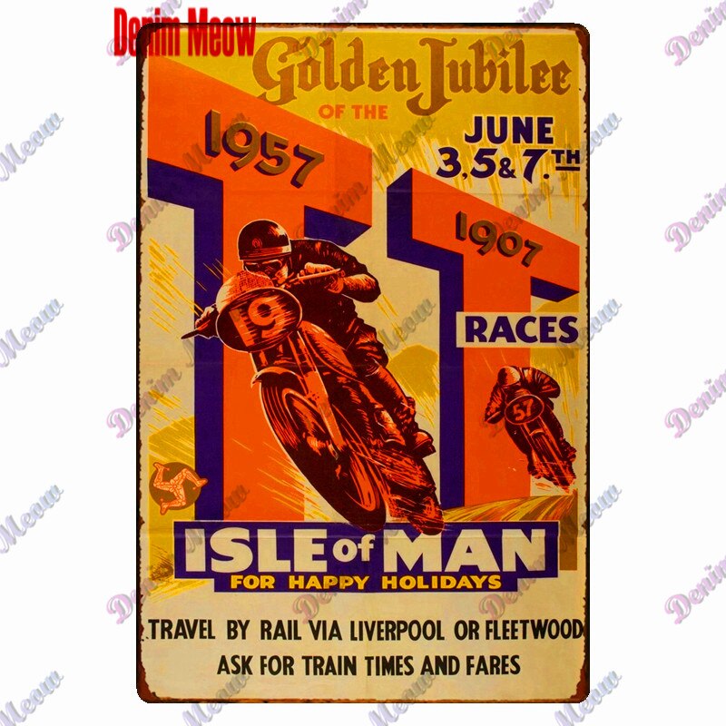 TT Isle of Man retro style metal wall plates - Retro Shop NL