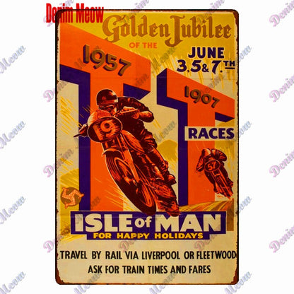 TT Isle of Man retro style metal wall plates - Retro Shop NL