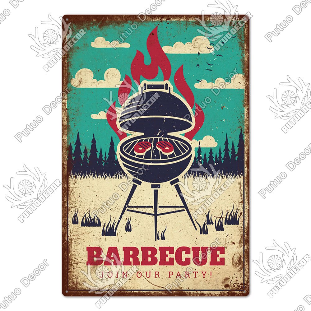 BBQ Retro style wall plate - Retro Shop NL