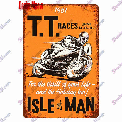 TT Isle of Man retro style metal wall plates - Retro Shop NL