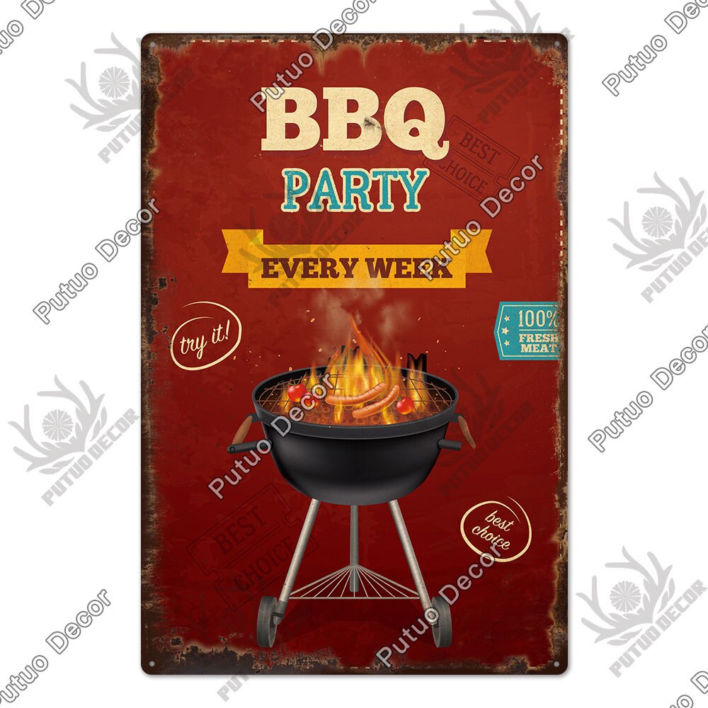 BBQ Retro style wall plate - Retro Shop NL